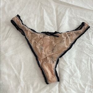 NWT - Victoria's Secret Lace Thong in Nude and Black